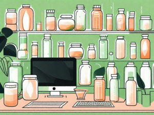 A variety of supplement bottles with rays of light emanating from them