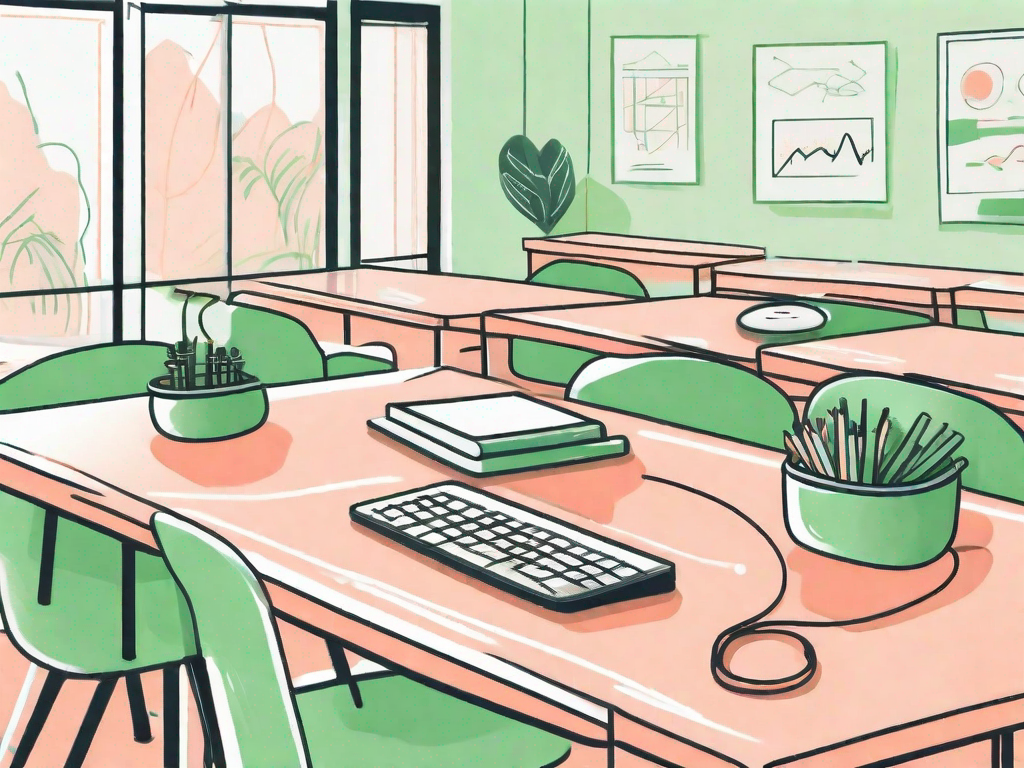 A serene classroom setting with elements like focus tools
