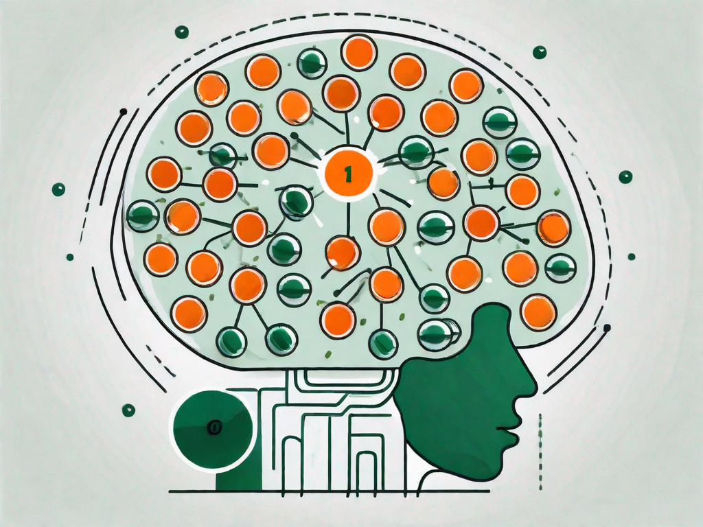 A brain with symbolic icons of pills and a target sign