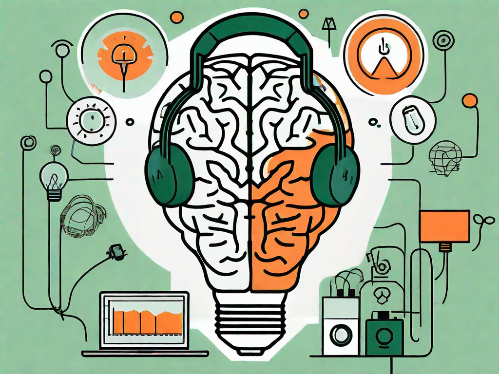 A brain glowing brightly