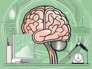 A brain surrounded by calming elements like soft light and soothing colors