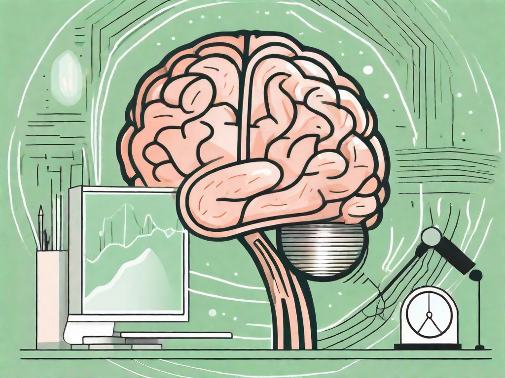A brain surrounded by calming elements like soft light and soothing colors