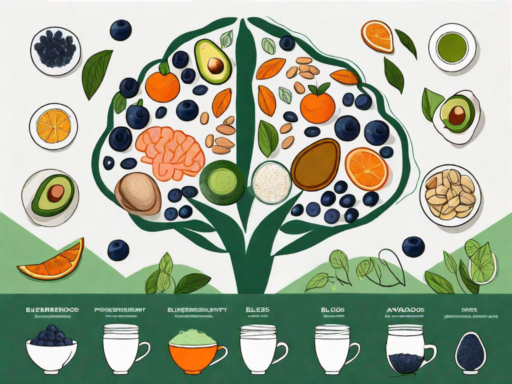 Various types of brain-boosting foods such as blueberries