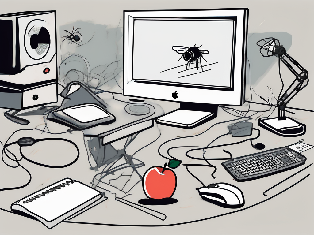 A cluttered desk with various distractions like a spinning top