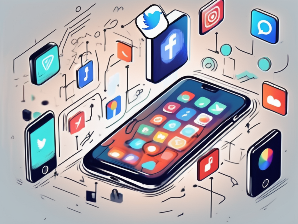 A smartphone surrounded by various distractions such as notifications