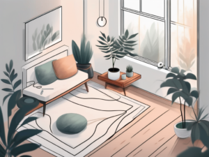 A serene environment with a cushion on a mat