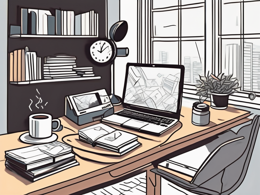 A cluttered study desk with scattered textbooks
